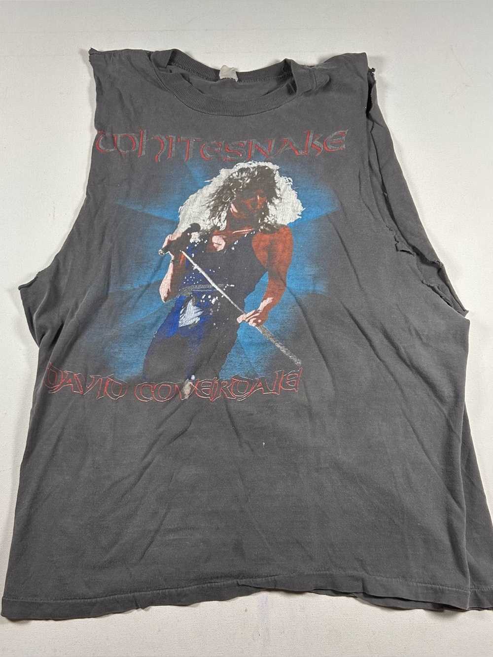 Vintage Cut Off Shirt WHITESNAKE David Coverdale 1987 Concert Shirt Mens L